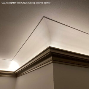 C323 uplighter with CX126 coving external corner